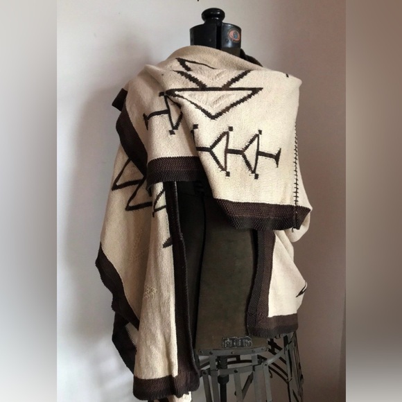 Ralph Lauren Native American Indian Blanket Poncho.  Cotton Linen Silk. NWOT - Picture 1 of 4